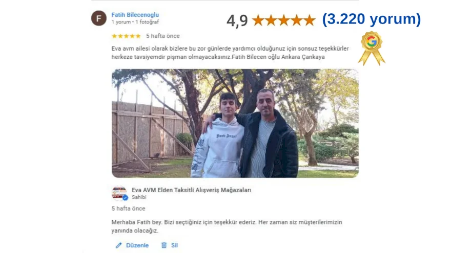 Eva avm ailesi olarak bizlere bu zor günlerde yardımcı olduğunuz için sonsuz teşekkürler !
